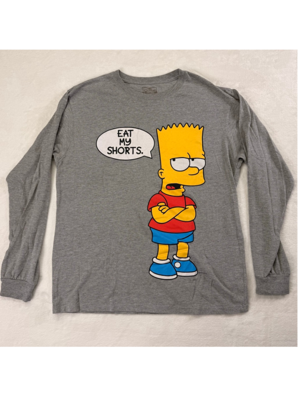 Men's The Simpsons 90s Long Sleeve Tee Large Gray Bart Simpson